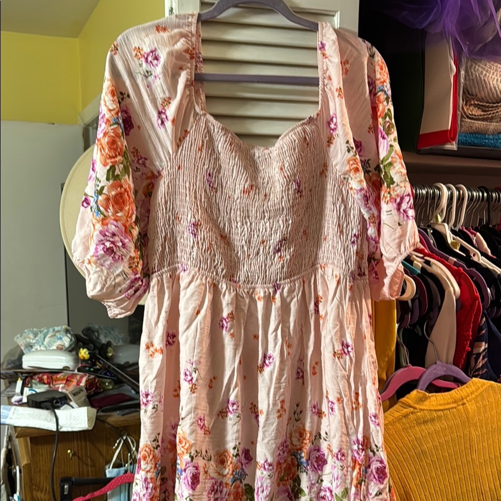 White Birch Floral Pink Dress